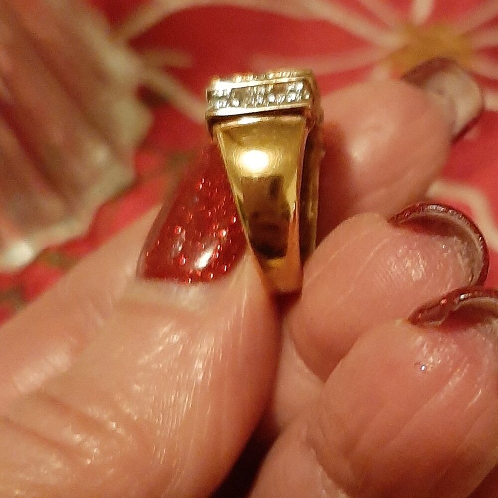 14k Gold/ Sterling Silver Diamond Ring- Sz. 6 - Picture 3 of 7